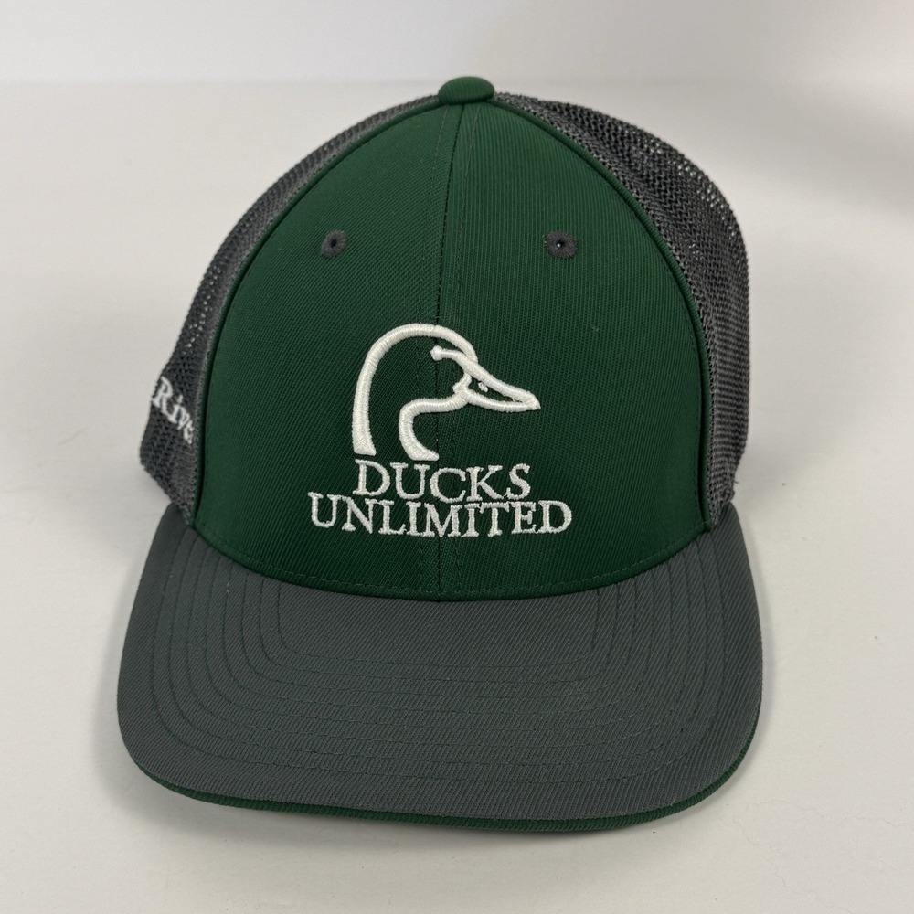 Ducks Unlimited 2 Tone Fitted Cap Green Gray Sm-Med "James River" Flexfit